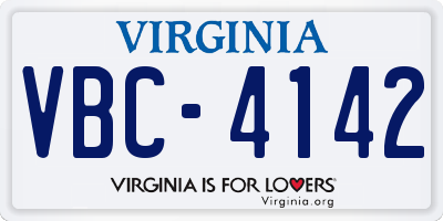 VA license plate VBC4142