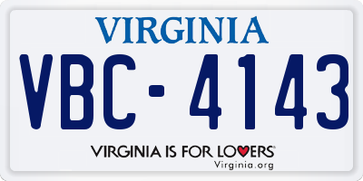 VA license plate VBC4143