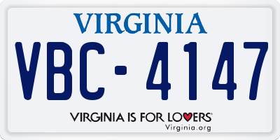 VA license plate VBC4147
