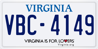 VA license plate VBC4149