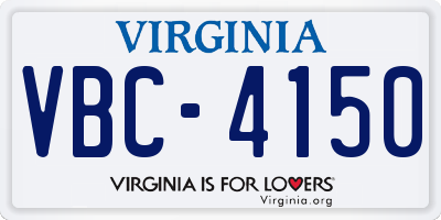 VA license plate VBC4150