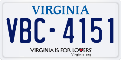 VA license plate VBC4151