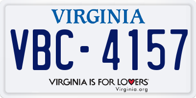 VA license plate VBC4157