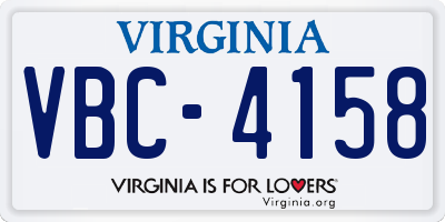 VA license plate VBC4158