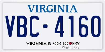 VA license plate VBC4160