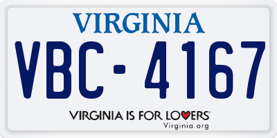 VA license plate VBC4167