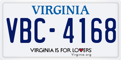 VA license plate VBC4168
