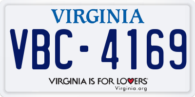 VA license plate VBC4169