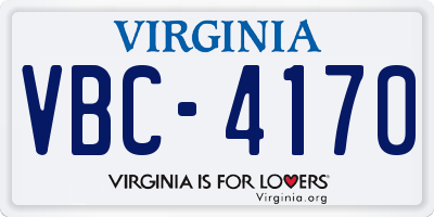 VA license plate VBC4170