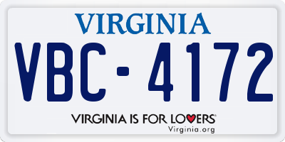 VA license plate VBC4172