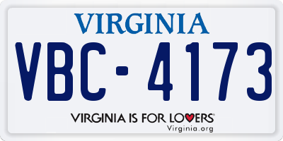 VA license plate VBC4173