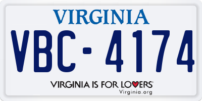 VA license plate VBC4174