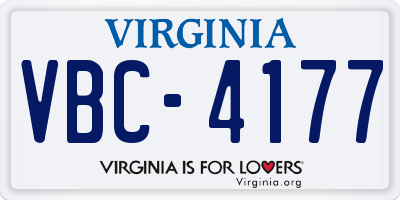VA license plate VBC4177