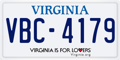 VA license plate VBC4179