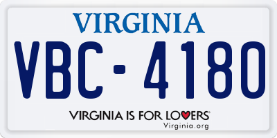VA license plate VBC4180