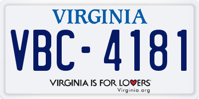 VA license plate VBC4181
