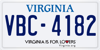 VA license plate VBC4182