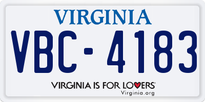VA license plate VBC4183