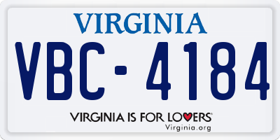 VA license plate VBC4184