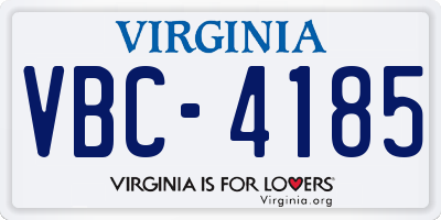 VA license plate VBC4185