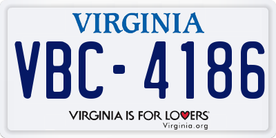 VA license plate VBC4186