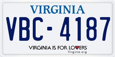 VA license plate VBC4187