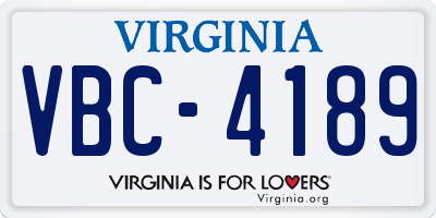VA license plate VBC4189