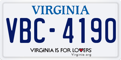 VA license plate VBC4190