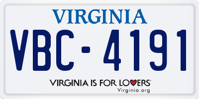 VA license plate VBC4191