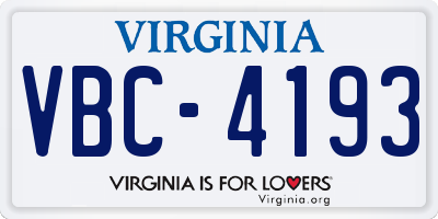 VA license plate VBC4193