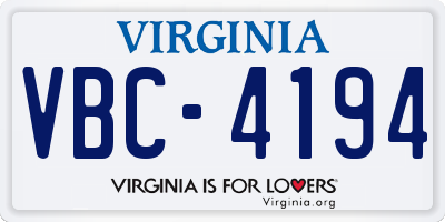 VA license plate VBC4194