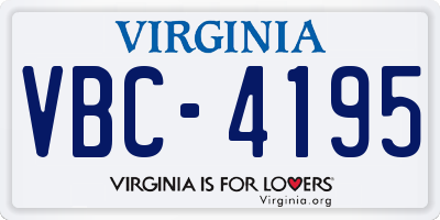 VA license plate VBC4195