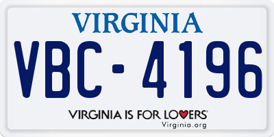 VA license plate VBC4196