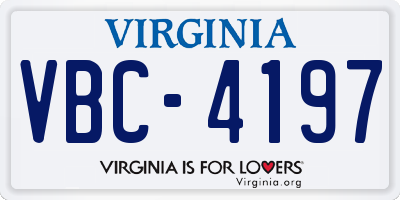 VA license plate VBC4197