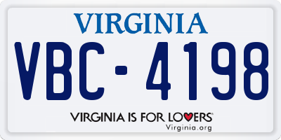 VA license plate VBC4198