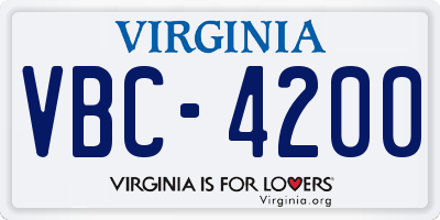 VA license plate VBC4200