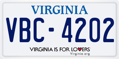 VA license plate VBC4202
