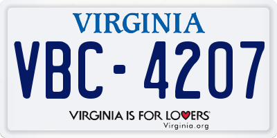 VA license plate VBC4207