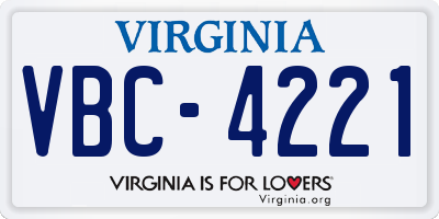 VA license plate VBC4221