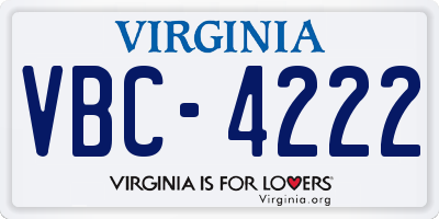 VA license plate VBC4222