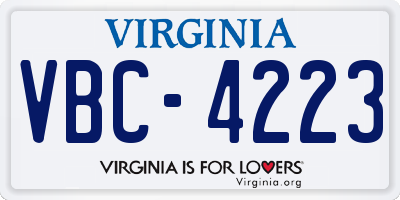 VA license plate VBC4223