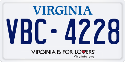 VA license plate VBC4228