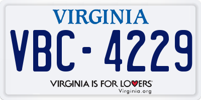 VA license plate VBC4229
