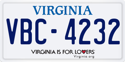 VA license plate VBC4232
