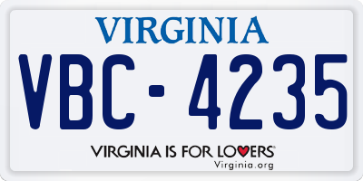 VA license plate VBC4235