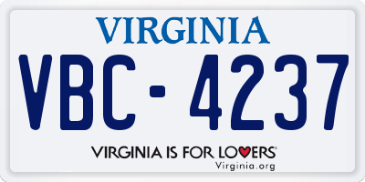 VA license plate VBC4237