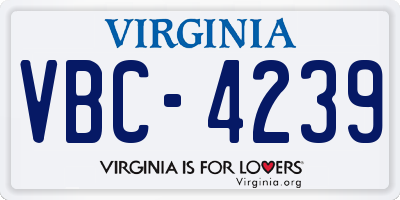 VA license plate VBC4239