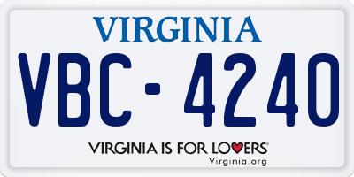 VA license plate VBC4240