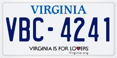 VA license plate VBC4241