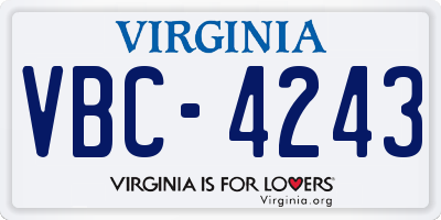 VA license plate VBC4243